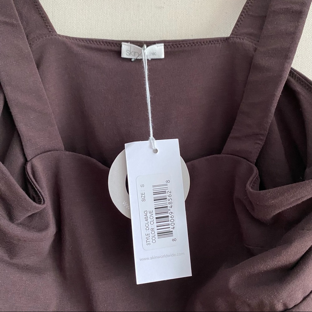 New Skin Organics Venus Bodysuit Clove Brown Square Neck Tank Top Thong Small - Picture 6 of 6